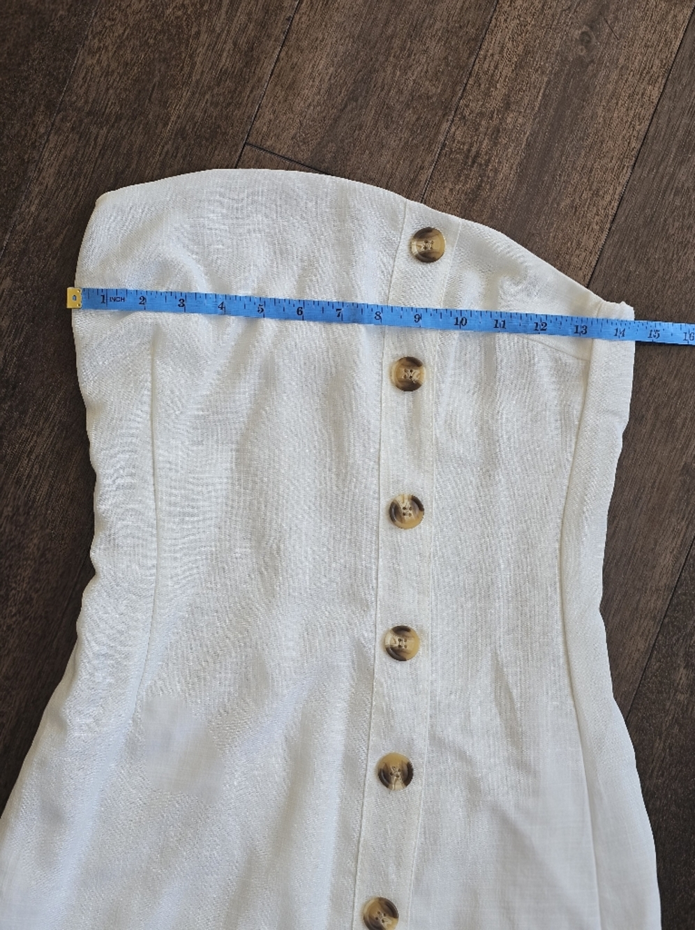 Boohoo Faux Linen Assymetrical Sleeveless Mini Dress Button Front Size 4 - Picture 5 of 7